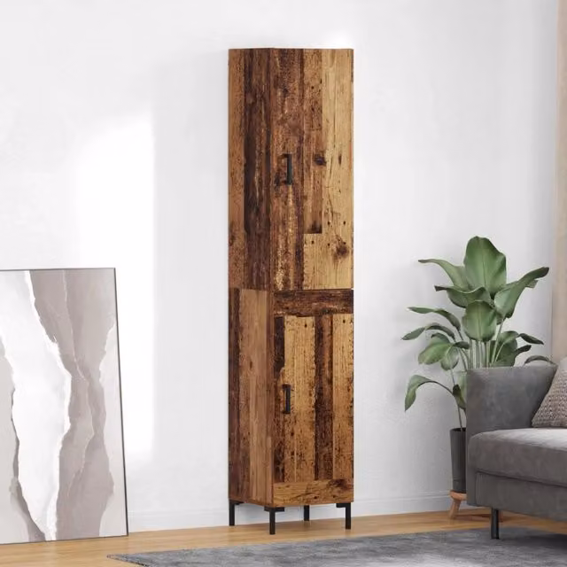 Credenza moderna vidaXL in legno e metallo color marrone L/P/H: 34,5 x 34 x 180 cm