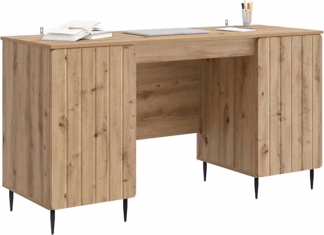 Scrivania | Tavolo da Ufficio con lo scaffale Rovere Artigianale 142,5 x 50 x 75 cm