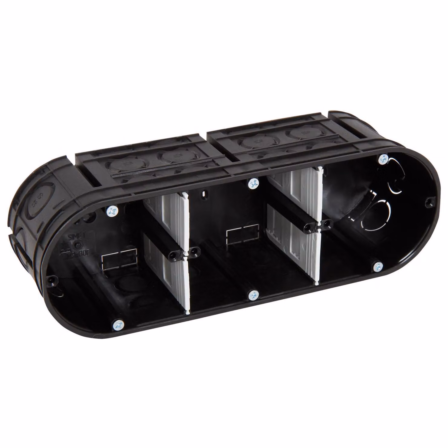 Solida scatola da incasso per elettrodomestici, 3 scomparti, 3x Ø 60 mm, profondità di montaggio 63 mm