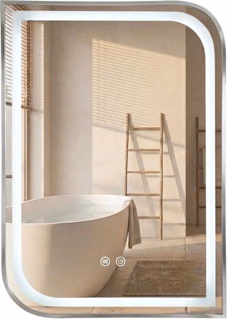 Specchio LED Rea Zone con Touch Switch e Dimmerabile, Colore Argento, L: 70 cm, H: 50 cm