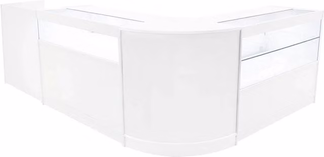 Set di Banconi Gravity Bianco con Vetrina e Serratura e Illuminazione LED L/P/H: 120 x 60 x 90 cm