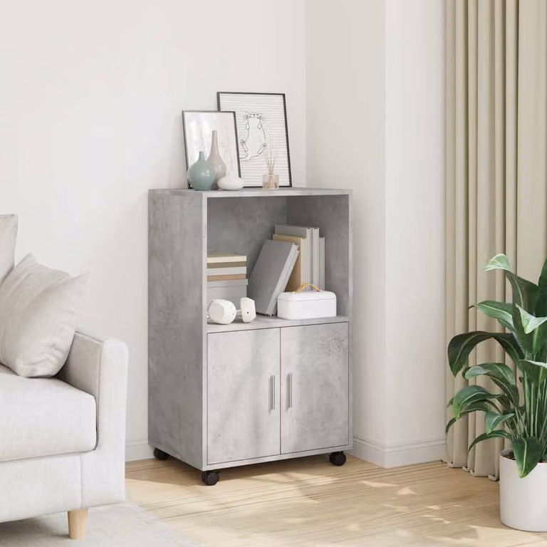 Mobiletto con Ruote vidaXL in MDF Grigio Cemento L 55 cm x P 40 cm x H 91 cm
