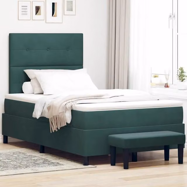 Letto a molle con testiera in velluto verde vidaXL L/P: 120 x 200 cm – 1