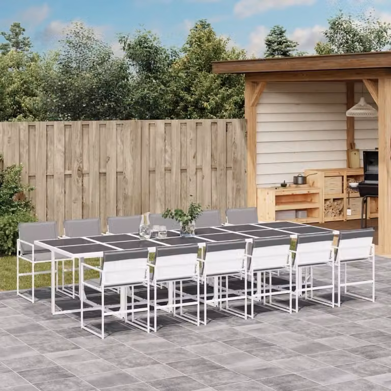 Maison Exclusive - Set da pranzo da giardino da 13 pezzi con cuscini in Textilene bianco