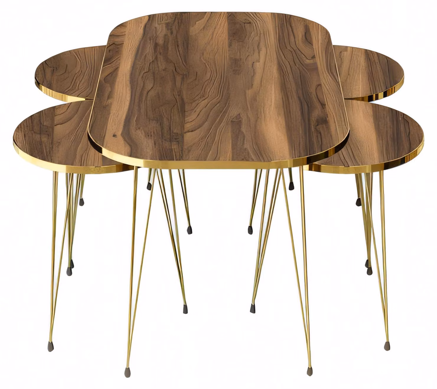 Eleganter brauner Holz-Couchtisch mit Beistelltischen im modernen Stil