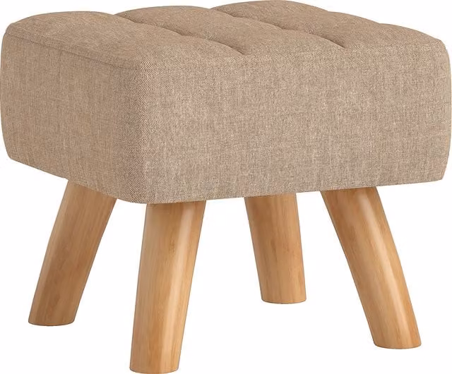 Pouf poggiapiedi HOMCOM in tessuto effetto lino marrone L: 27 cm, P: 27 cm, H: 26 cm – 1