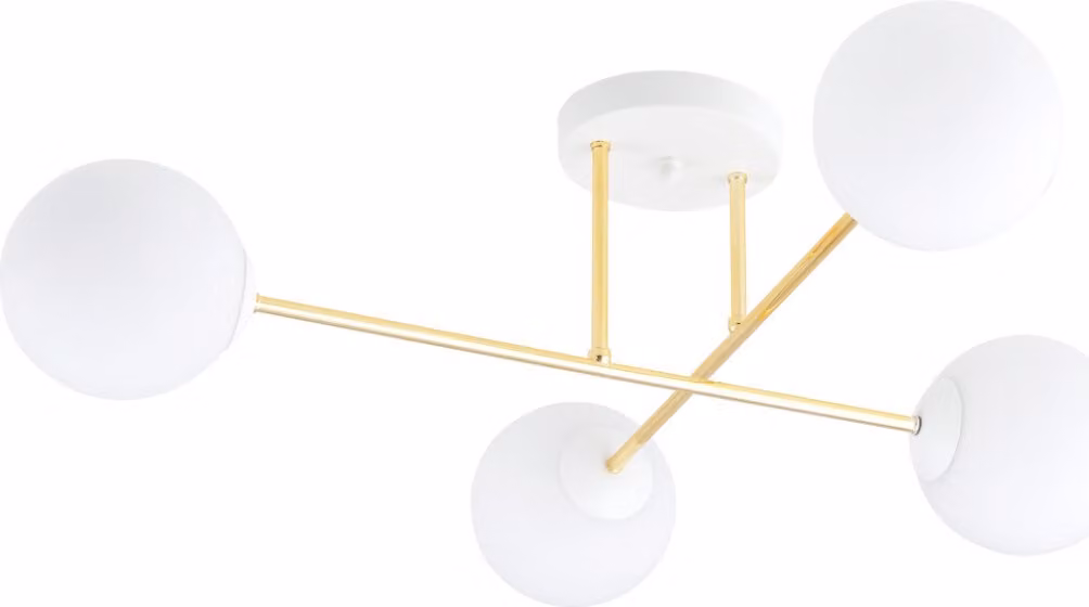 Lampada da soffitto Emibig 4xE14 10W MAGNUM 4, con paralumi bianchi dorati 1234/4