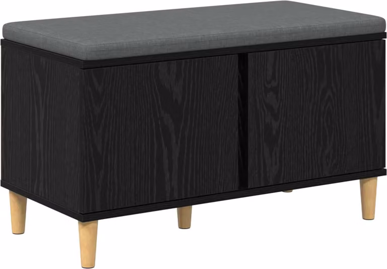 Panca per ingresso con cuscino Rovere Nero 80 x 38 x 46 cm