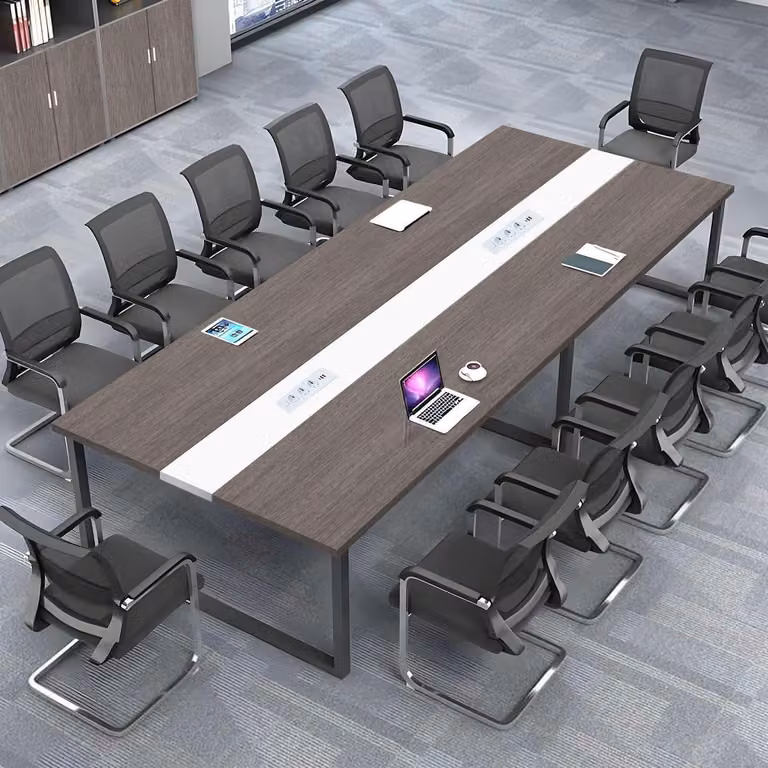 Tavolo da conferenza 200x80x74 cm con sistema di gestione dei cavi, ideale per ufficio e sala conferenze