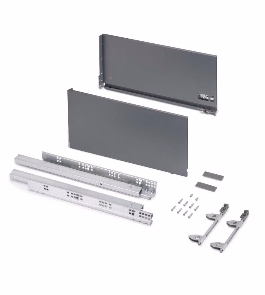 Emuca Cassetto esterno Vertex 3D 60 kg altezza 242 mm, profondità 500 mm, Grigio antracite, Acciaio 1 UN
