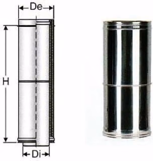 Inox doppia parete elemento tele scopico 180 b08xb2chv9