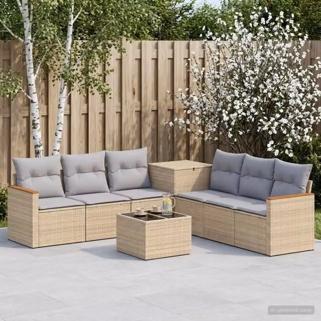 Set di divani 8 pz Beige e Grigio Chiaro 55 x 55 x 37 cm 3448551
