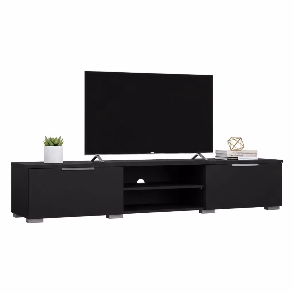 Mobile porta TV DMORA Ammiro, Credenza moderna per soggiorno in legno nero opaco, L 173 cm x P 40 cm x H 33 cm – 2