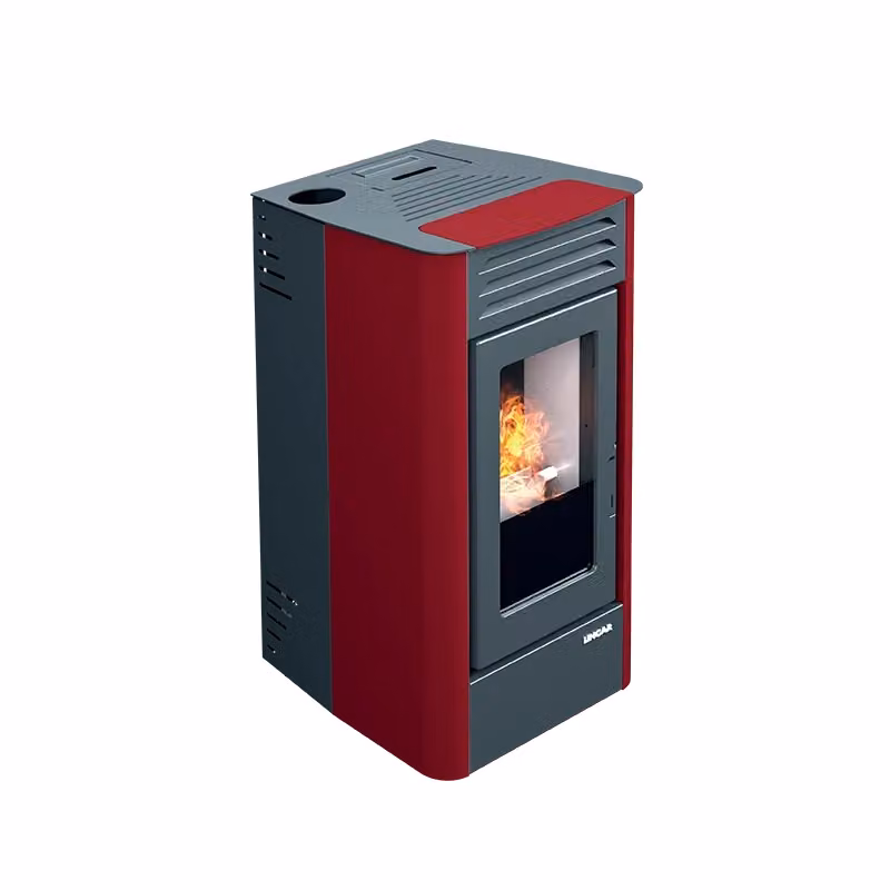 Stufa a pellet ventilata Nikita Lincar in acciaio e ghisa rosso lucido L/P/H: 86,5 x 47,5 x 54,0 cm – 2