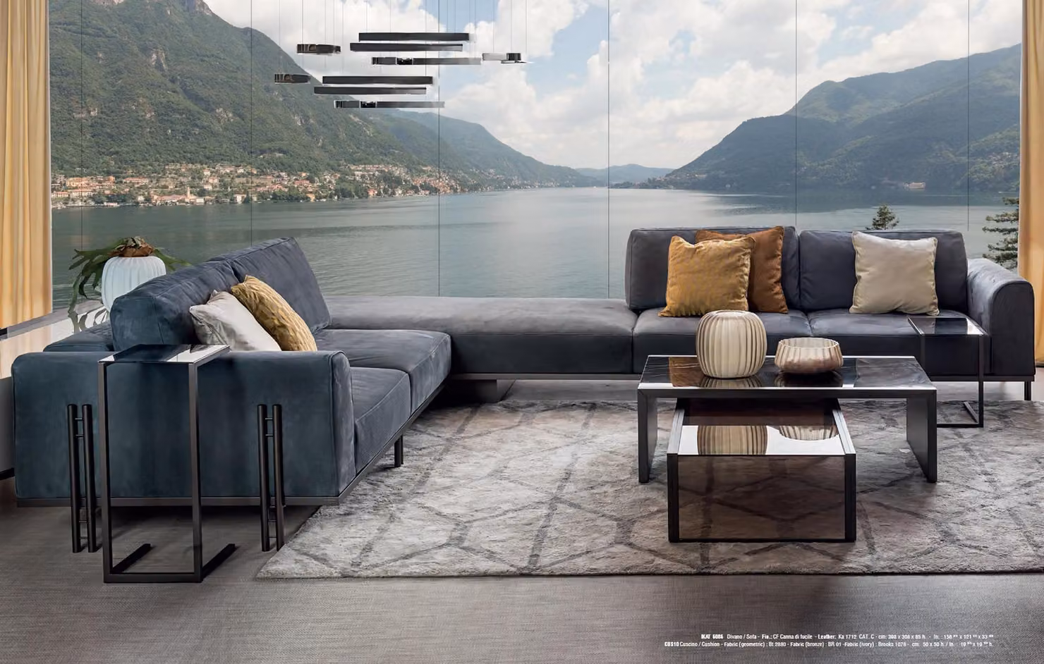 Wohnzimmermöbel L-Form Sofa für Wohnzimmer Couchtisch Massivholzsofa Design 2tlg
