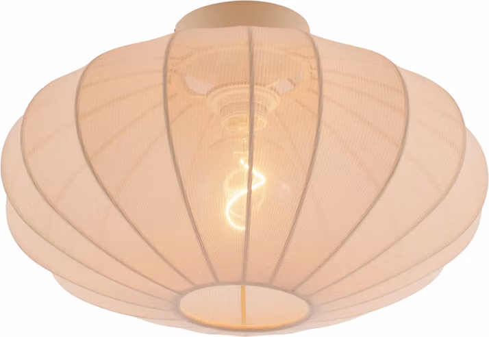 QAZQA - Lampada da soffitto di design I Lampada da soffitto I Lampada I Lampada beige - Bida I Soggiorno I Camera da letto - Tessile rotondo - Adatto a LED E27