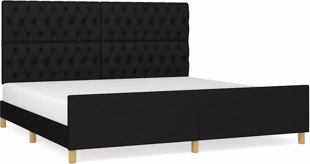 Letto matrimoniale | Letto per adulti | Giroletto con Testiera Nero 200x200 cm in Tessuto