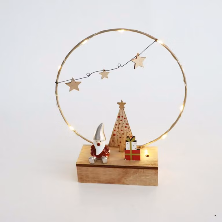 ACA Lighting decorazione natalizia in legno, 10 LED, a batteria (2xAA), WW, IP20, 17,2x5x20cm X07101171