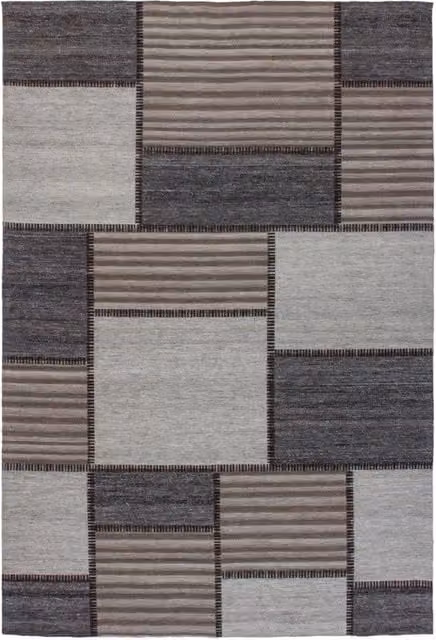 Tappeto Geometrico Moderno Kendra Home in Lana, Cotone e Poliestere Beige, Bianco e Grigio