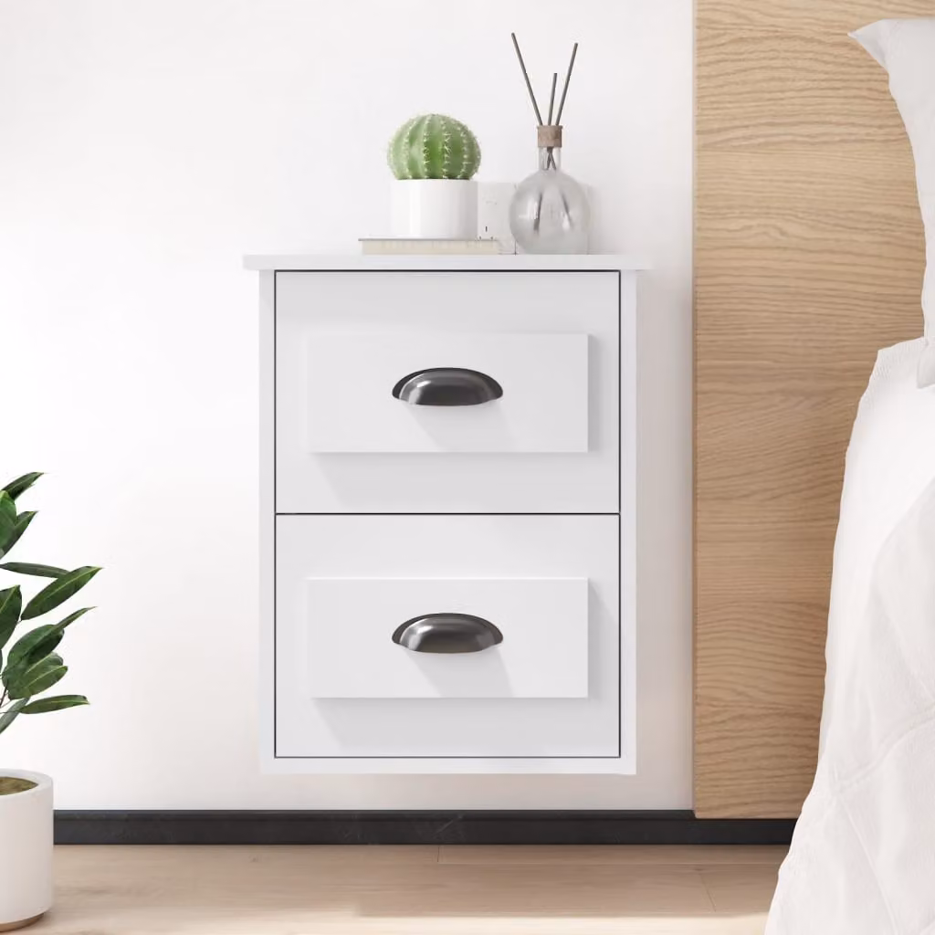 Comodino a parete moderno vidaXL Bianco L: 41,5 cm, P: 36 cm, H: 53 cm