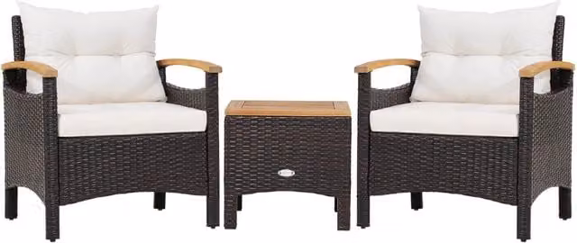 Set di mobili da patio 3 pezzi con cuscino rimovibile accoglienti braccioli, Set di divani in rattan per esterni