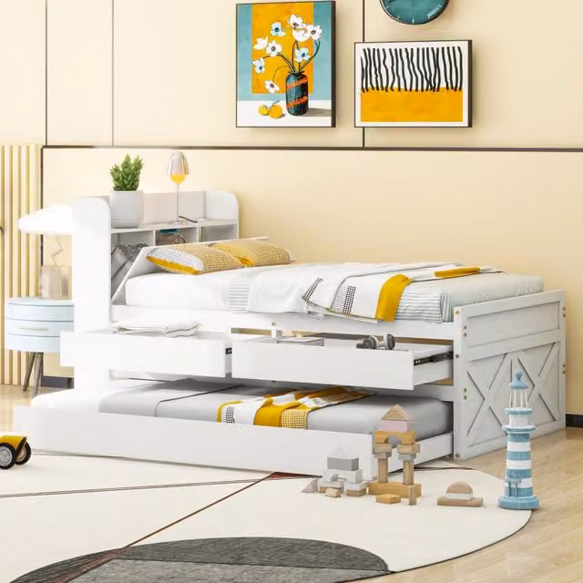 letto in legno massello bianco 90 x 190 cm