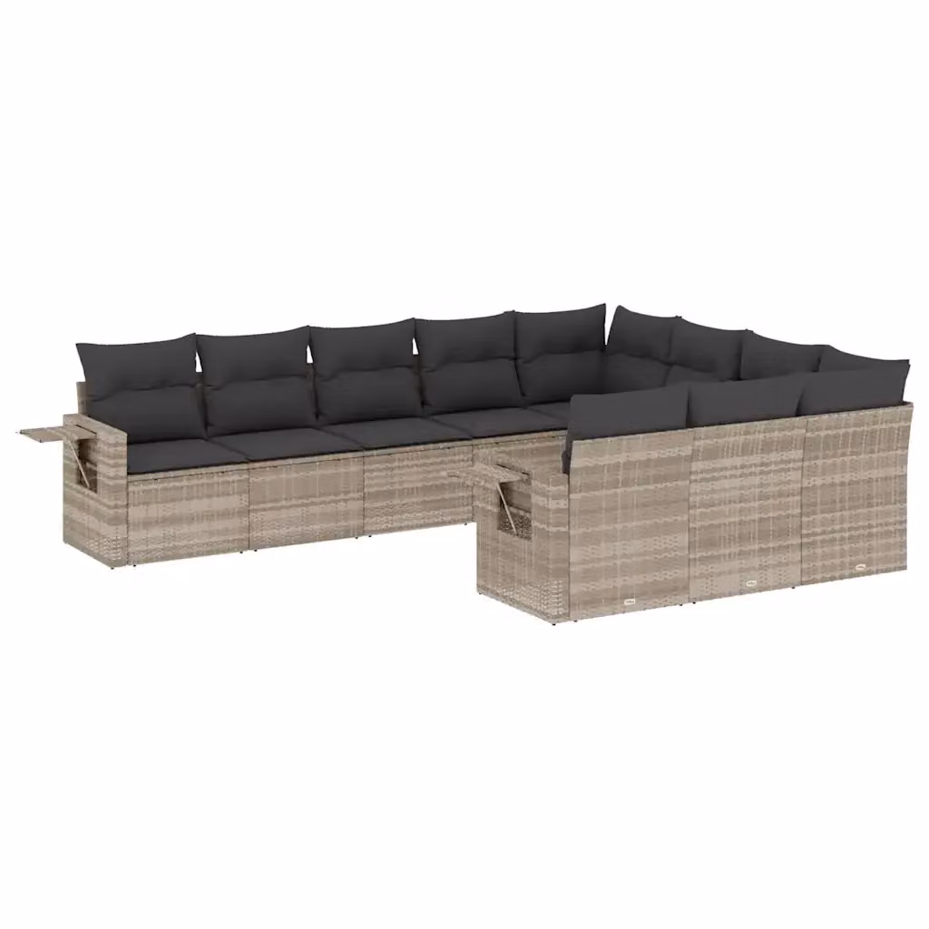 vidaXL Set Divano da Giardino 10 Pezzi in Polyrattan Grigio Antracite con Cuscini e Tavolino – 2