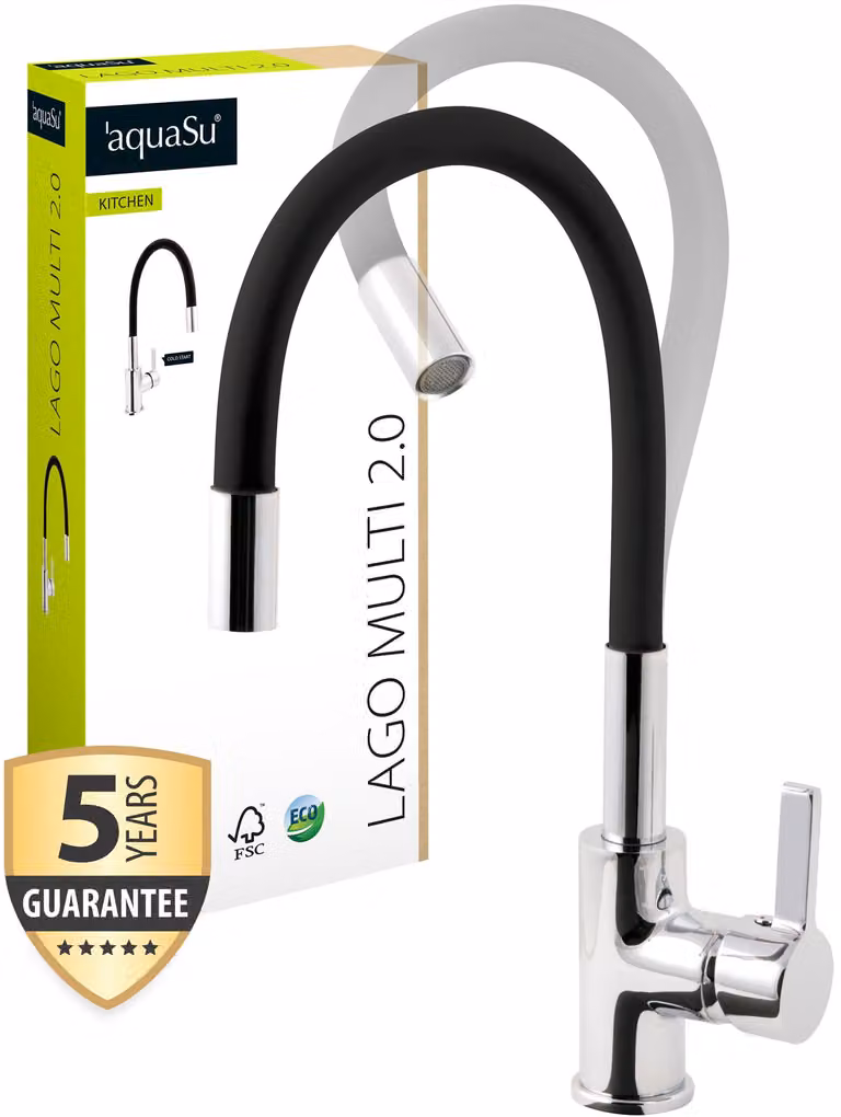 Miscelatore per lavello Lago Multi 2.0, cromo nero, con bocchetta flessibile