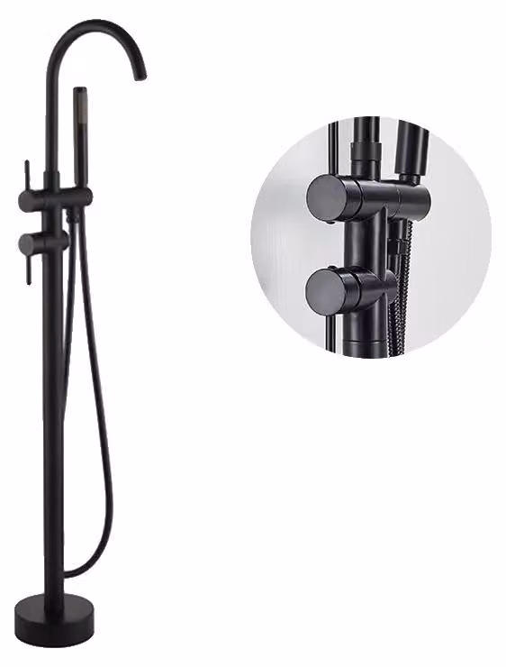 Rubinetto per vasca da bagno, bocca orientabile, comando monocomando, nero opaco