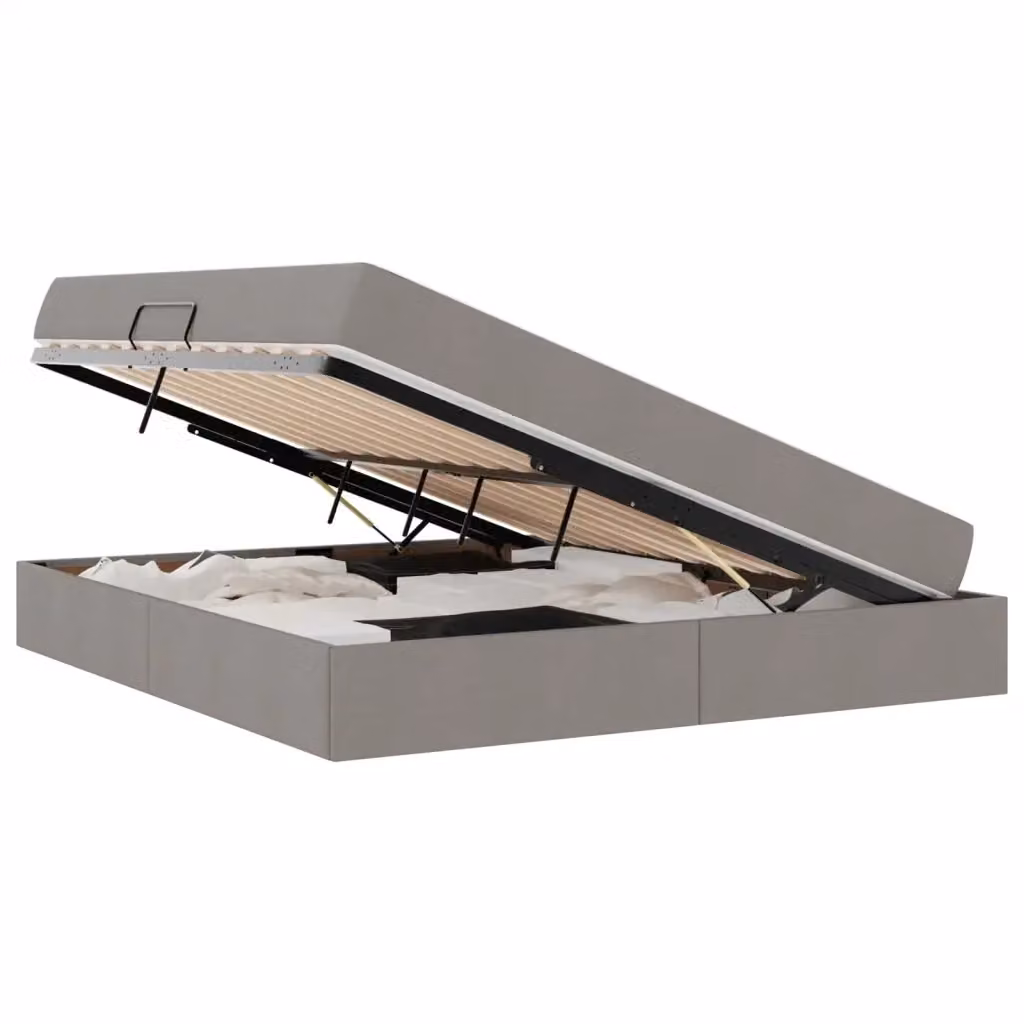 Letto con contenitore moderno vidaXL in tessuto e metallo con materasso, L/P/H: 200 x 160 x 43,5 cm, Grigio/Nero – 2