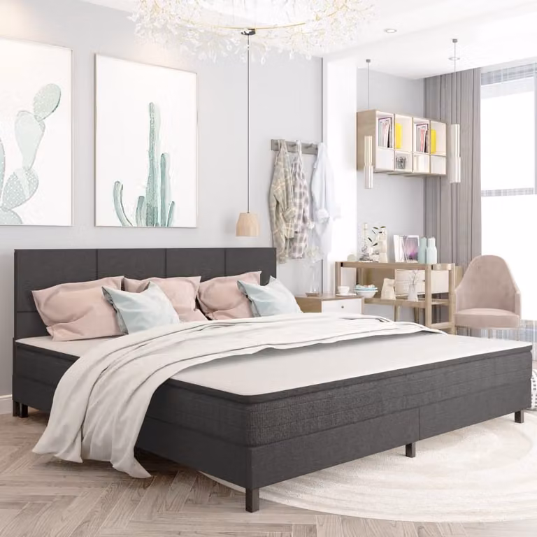 Maison Exclusive - Letto boxspring in tessuto grigio scuro 200x200 cm