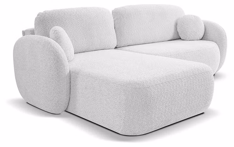 Divano angolare con funzione letto, modello Olemo, rivestito in tessuto Perlasche, lato sinistro