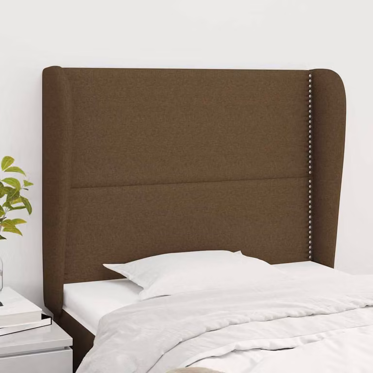 Testiera ad orecchio vidaXL in tessuto marrone scuro L/P/H: 93 x 23 x 118/128 cm