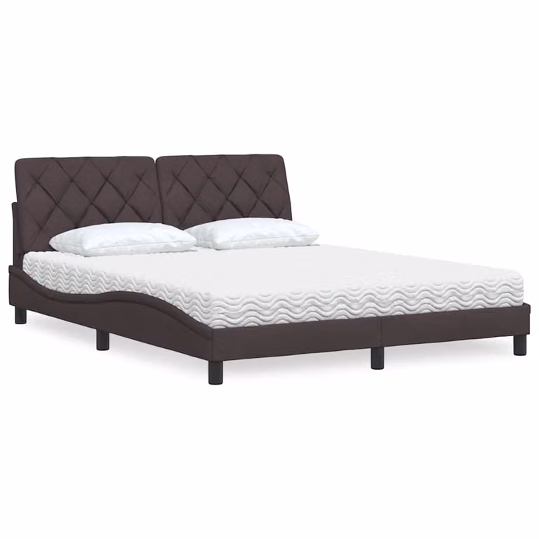 Letto con materasso vidaXL in tessuto marrone e bianco per adulti, L/P: 160 x 200 cm