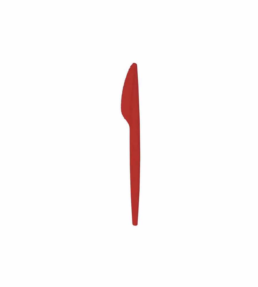 Coltelli Monouso Bioplastica Compostabile Rosso - 15 Pezzi