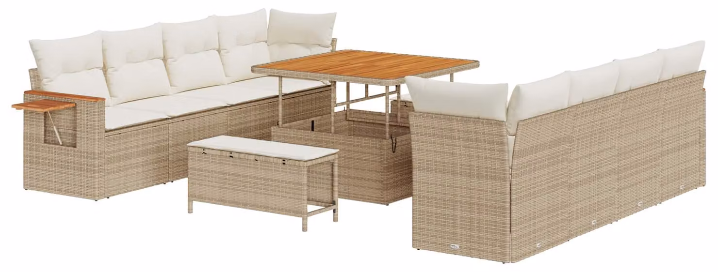 Set Divano da Giardino 11 pcs Beige polyrattan