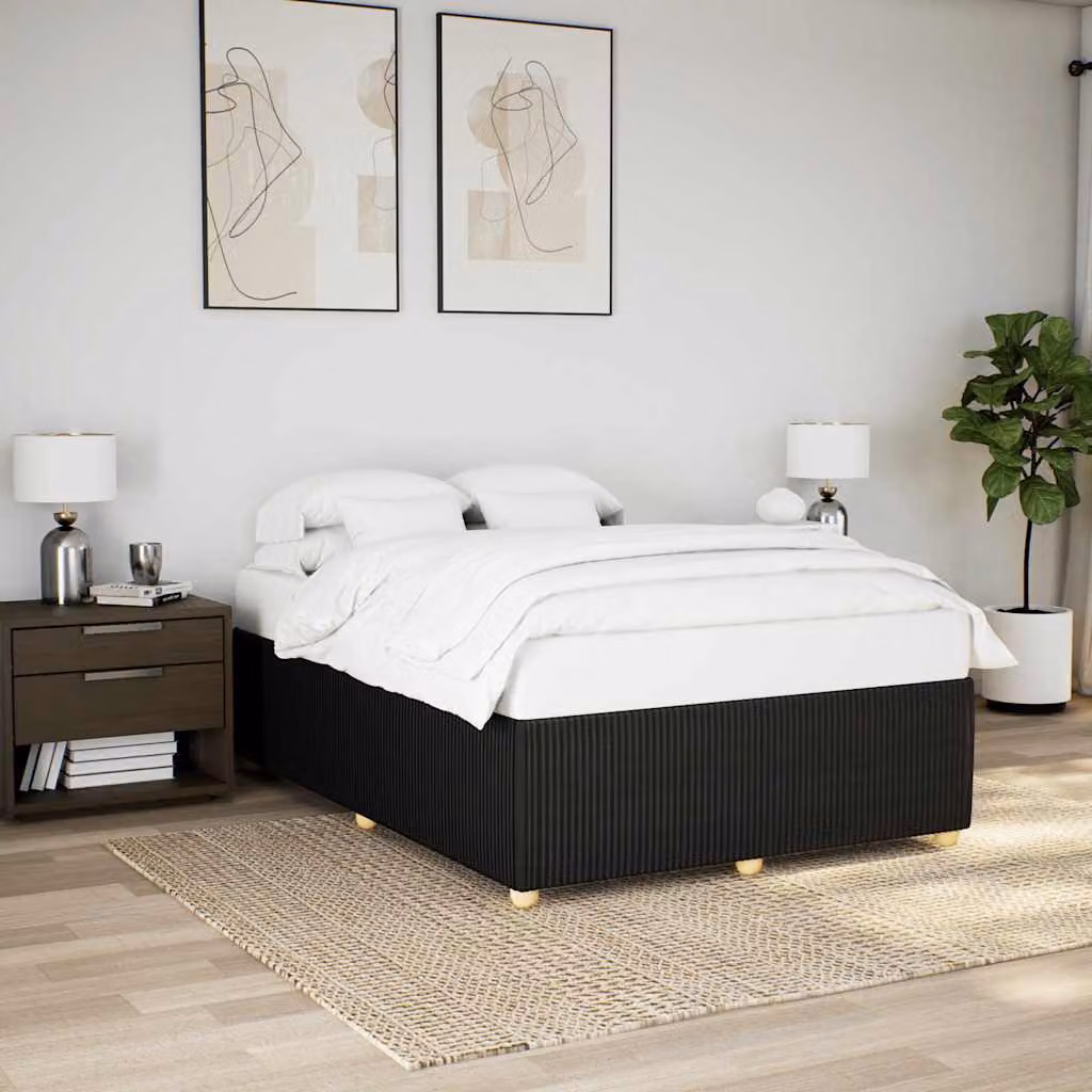 vidaXL Giroletto senza Materasso Nero in Tessuto L 140 x P 190 cm – 1