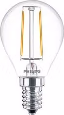 Lampadina LED Philips a goccia con filamento, attacco E14, 2 W, 250 lumen, luce bianco caldo, trasparente