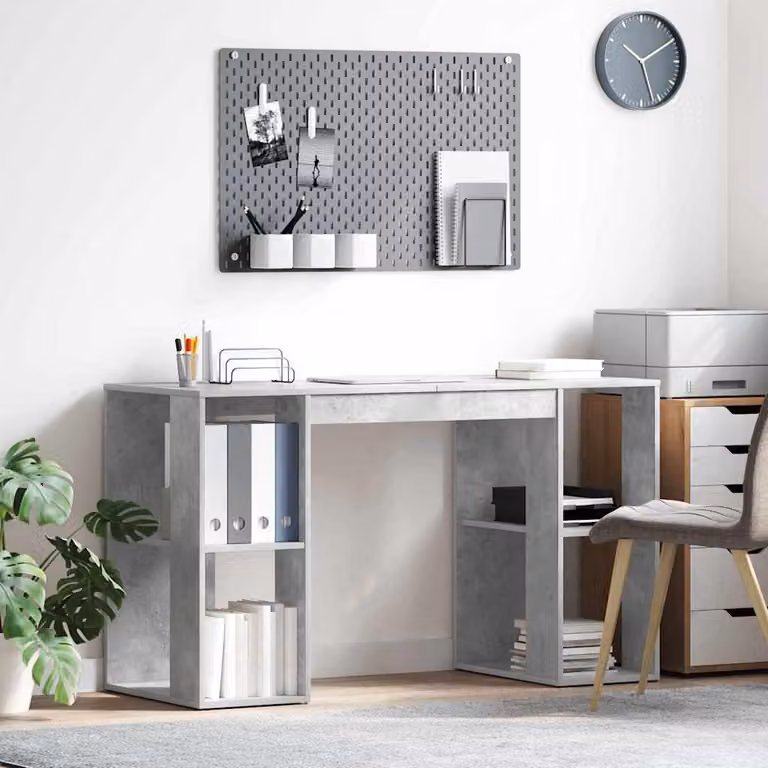 Maison Exclusive - Scrivania in cemento grigio, realizzata con pannelli di legno, dimensioni 130 x 50,5 x 75 cm