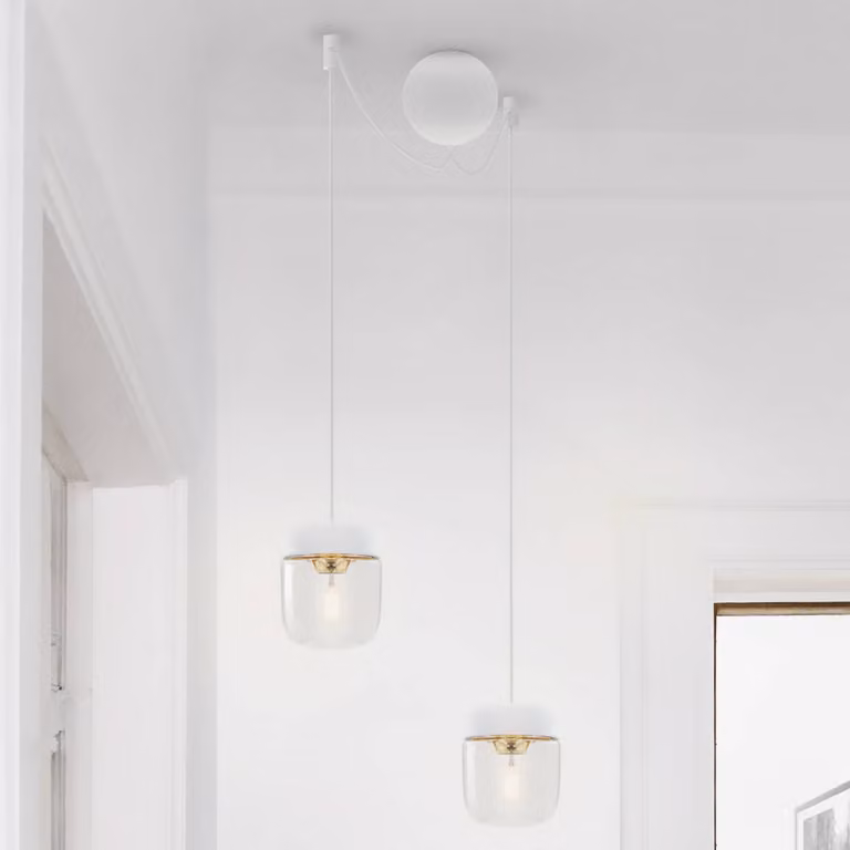 UMAGE Lampada a sospensione Acorn, dimmerabile, Bianco / Opale, Soggiorno / Sala da pranzo, Vetro, Design, Lampada a sospensione