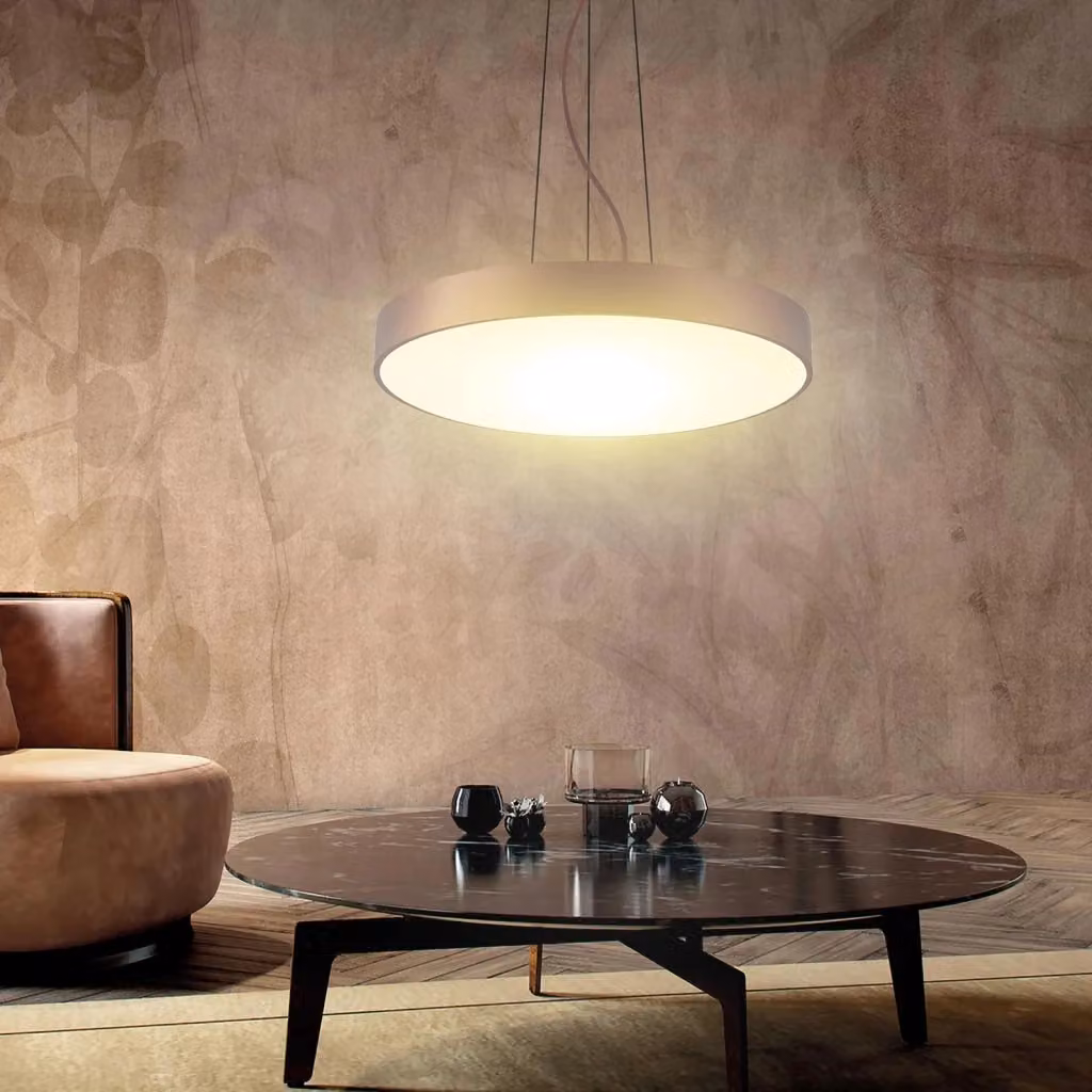 Lampadario a sospensione circolare MENKAR 40 DEKO-LIGHT LED 43W Marrone con illuminazione UP DOWN e temperatura colore regolabile, Diametro: 40 cm – 2