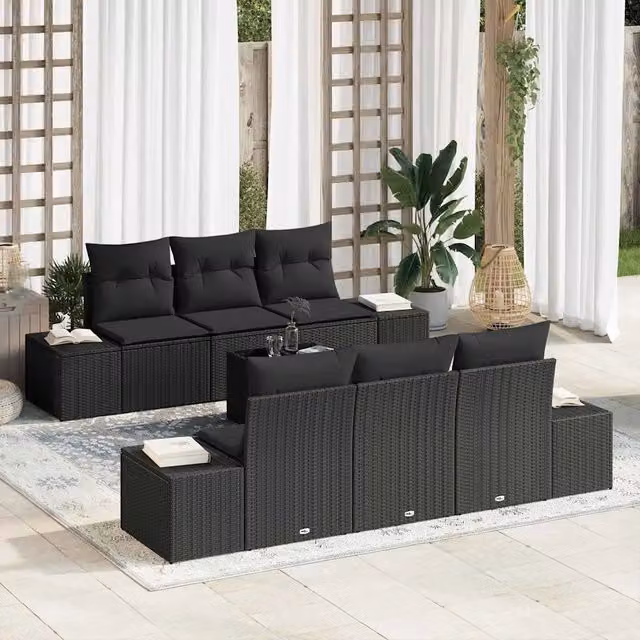 Set Divano da Giardino 8 pz Nero polyrattan 3355622