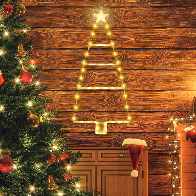 Catena luminosa a LED, 60 cm, 8 modalità, luce bianco caldo, alimentazione a batteria, impermeabile
