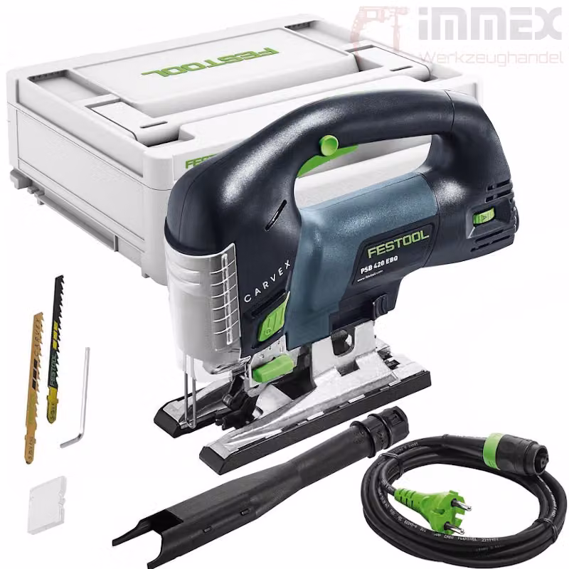 Seghetto alternativo oscillante Festool CARVEX PSB 420 EBQ-Plus (576186) + 2 lame + 1 protezione anti-scheggiatura + Systainer