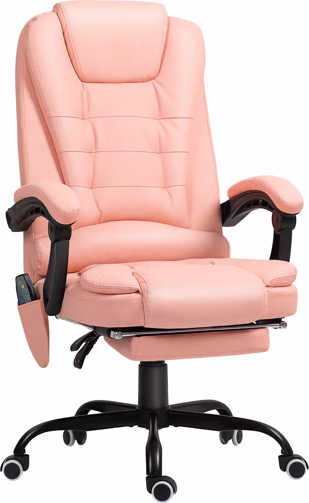 Sedia da ufficio Fortuna Lai con massaggio a 7 punti, poltrona da ufficio ergonomica con funzione reclinabile, poltrona direzionale regolabile in altezza con telecomando, portata 120 kg, per studio, ufficio, rosa