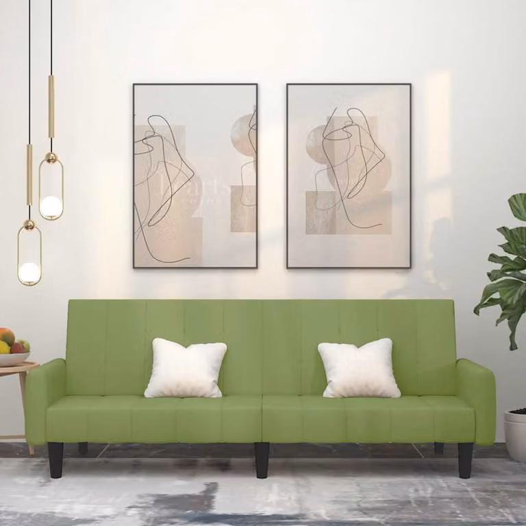 vidaXL Divano Letto Click-Clack in Velluto Verde con Struttura in Legno Solido e Poggiatesta Regolabile