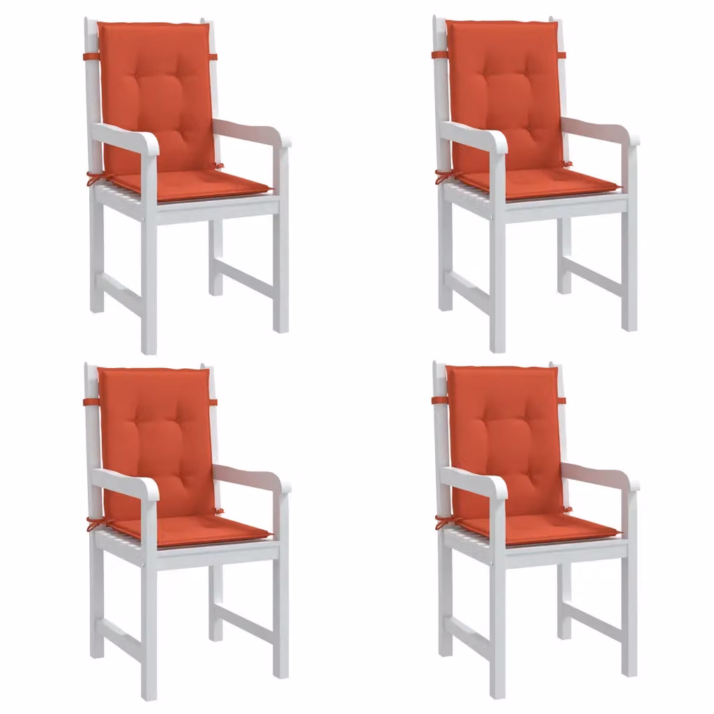 Set di 4 cuscini per sedia vidaXL in tessuto rosso mélange, con schienale basso e imbottitura in schiuma, L: 100 cm, P: 50 cm, H: 4 cm
