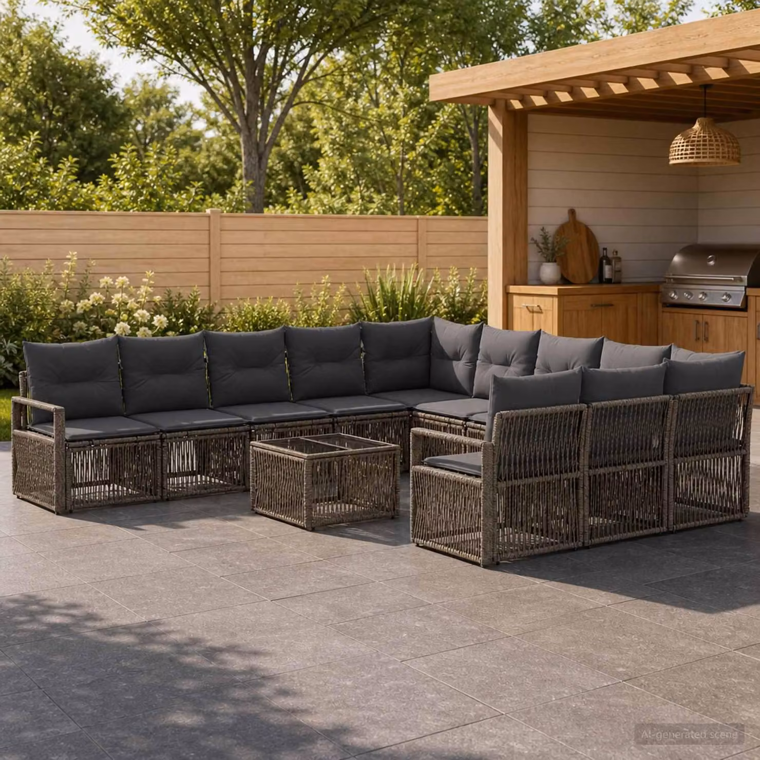 Maison Exclusive - Set di divani da giardino, 12 pezzi, grigio, in rattan sintetico