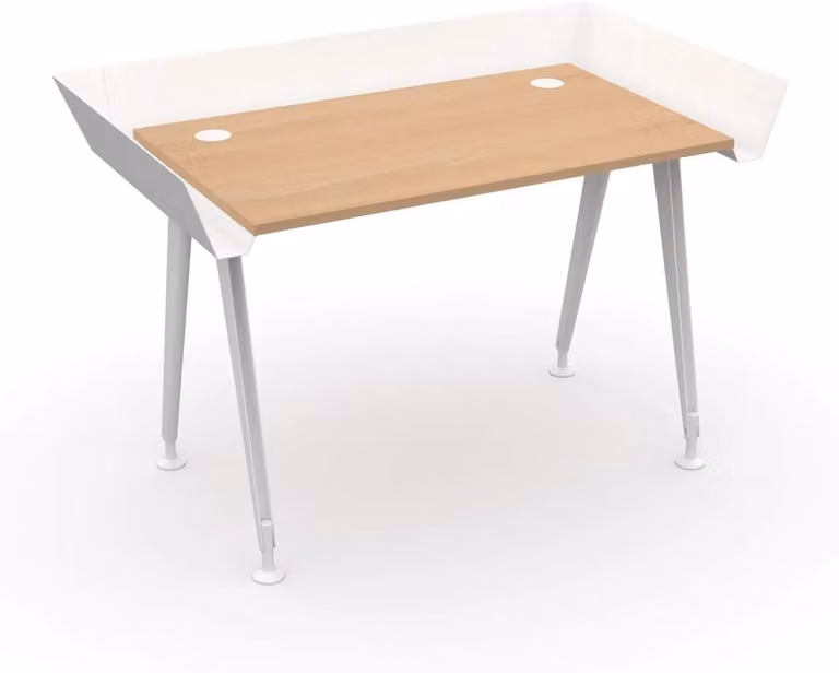 LEVIRA Scrivania Tern 100x72 cm - bianco/faggio - regolabile in altezza con aperture per cavi