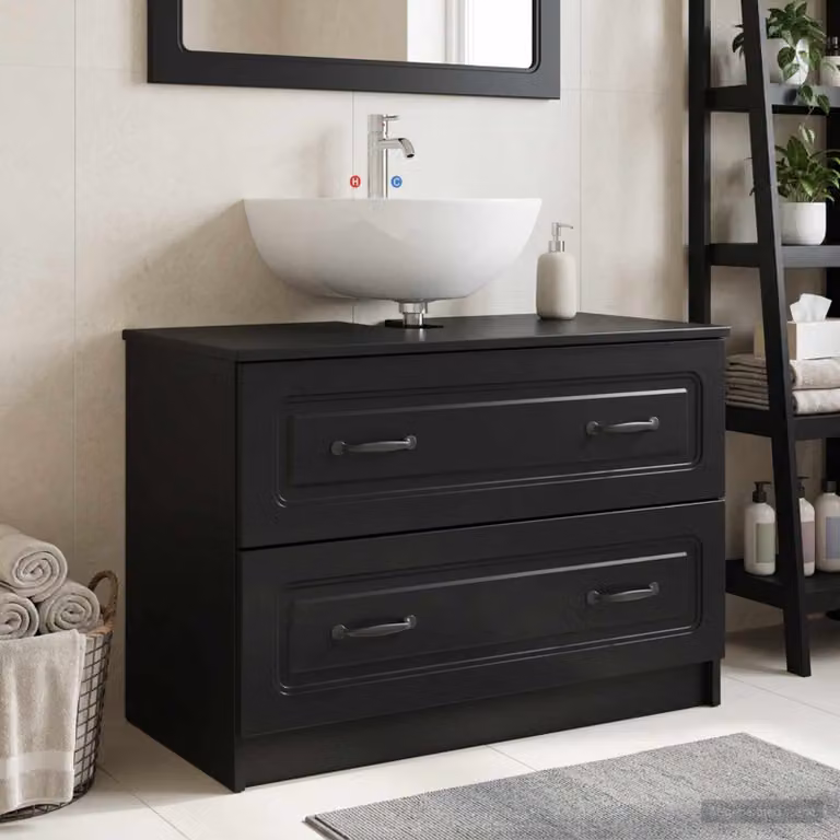 Armadio per lavabo da bagno vidaXL UTRECHT nero moderno con ante a battente e ripiani interni L: 82 cm, P: 41 cm, H: 56 cm